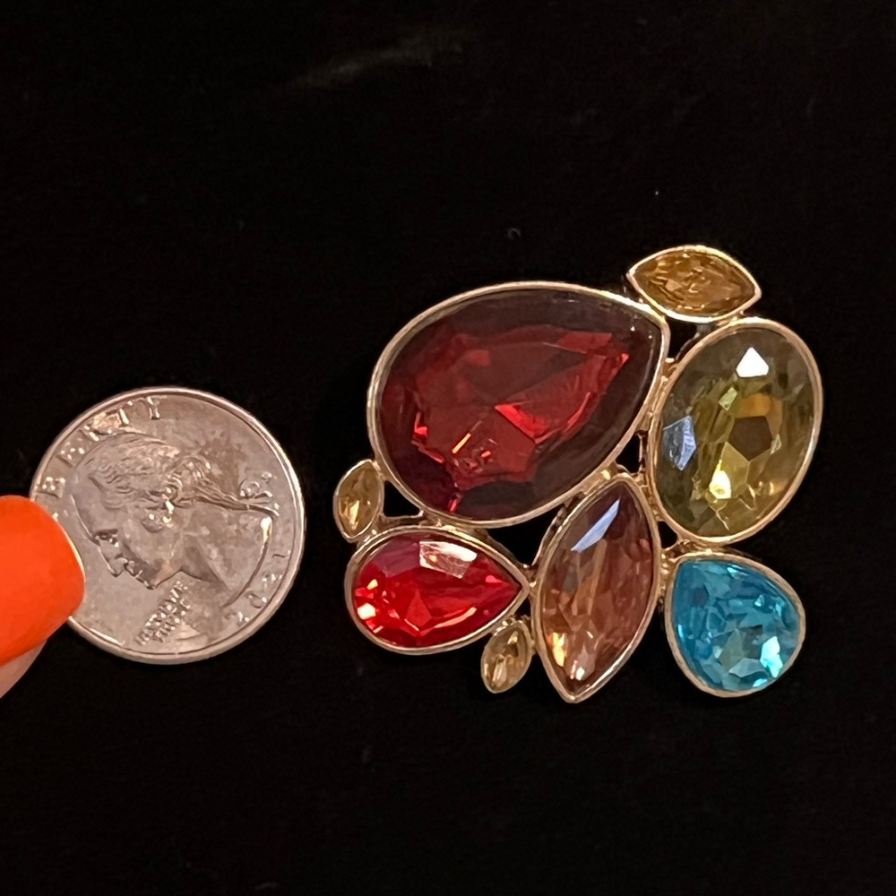 Vibrant Multi-Color Gemstone Statement Brooch A-14 - image 4